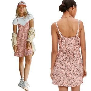 American Eagle Floral Spaghetti Strap Button-Front Mini Dress Pink – Size Medium